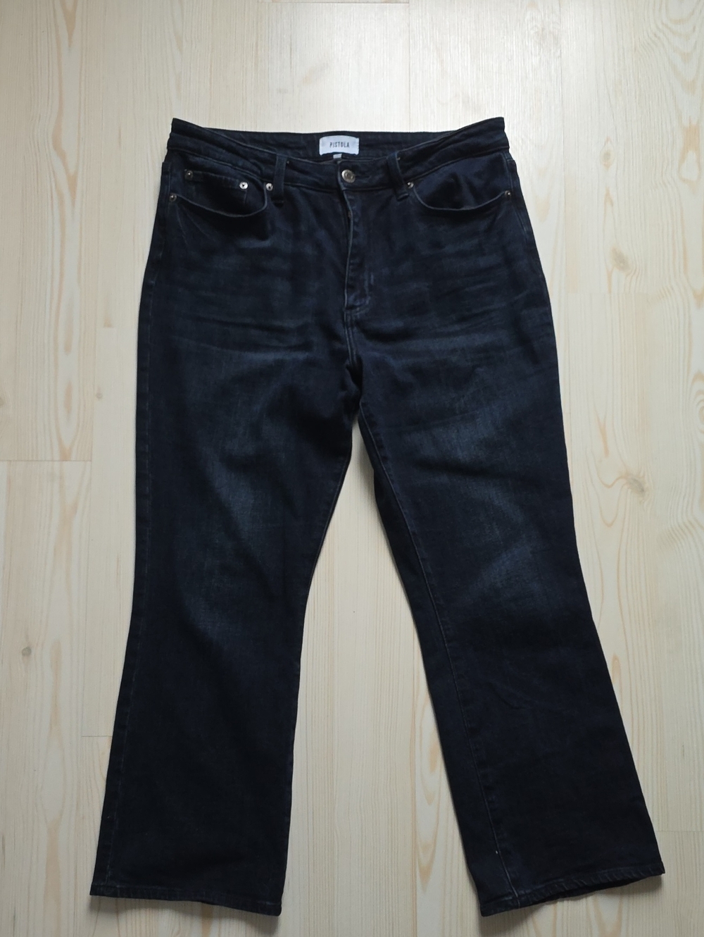 Pistola Denim Lennon Cropped Kick Flare Jeans Joyride Dark Blue Wash Size 31